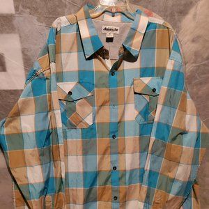 Mens 6XL Ablanche New York Plaid Dress Shirt, Button Up Long Sleeve